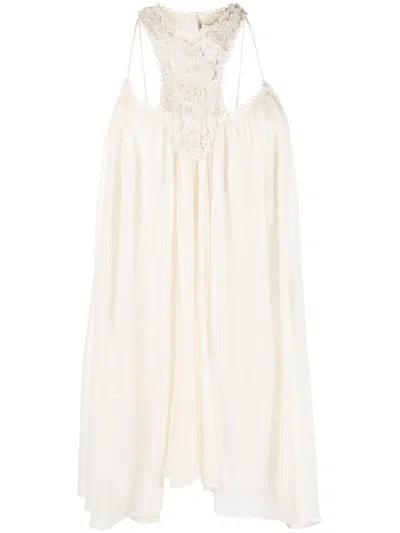 Isabel Marant Off-white Racky Minidress In Beige