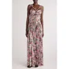 Isabel Marant Rafael Cutout Embellished Braided Printed Silk-crepon Maxi Dress In Pink