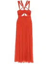 Isabel Marant 'rafael' Orange Long Dress With Cut-out Detail And Flared Skirt