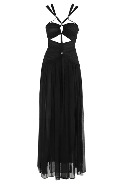 Isabel Marant Maxi Dress With Strapless Bodice And Beaded Cut-outs In Bk Black