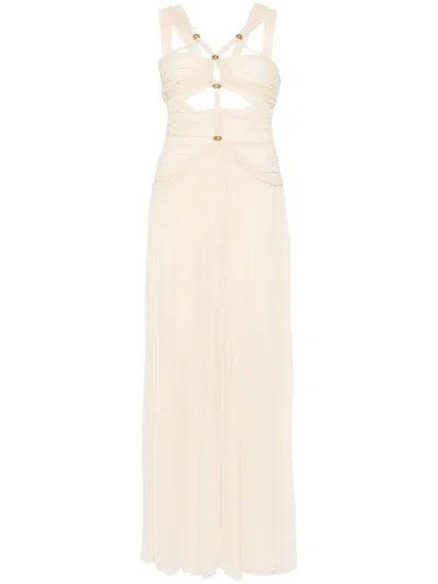 Isabel Marant Rafael Embellished Braided Silk-crepon Maxi Dress In Neutrals