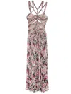Isabel Marant Rafael Cutout Embellished Braided Printed Silk-crepon Maxi Dress In Pink