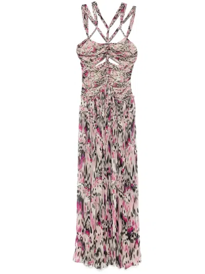Isabel Marant Rafael Cutout Embellished Braided Printed Silk-crepon Maxi Dress In Multi