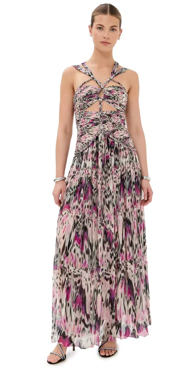 Isabel Marant Rafael Cutout Embellished Braided Printed Silk-crepon Maxi Dress In Multi