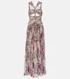 Isabel Marant Rafael Cutout Embellished Braided Printed Silk-crepon Maxi Dress In Multicoloured