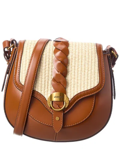 Isabel Marant Raffia & Leather Crossbody In Brown