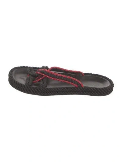 Pre-owned Isabel Marant Raffia Colorblock Pattern Slides In Black