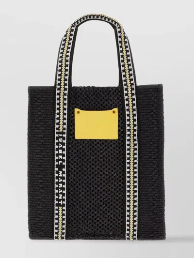 ISABEL MARANT RAFFIA SHOPPING BAG CONTRAST STITCHING