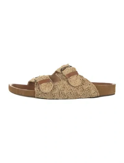 Pre-owned Isabel Marant Raffia Slides In Neutral