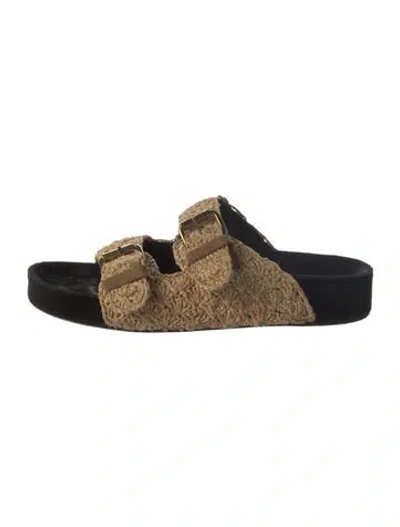 Pre-owned Isabel Marant Raffia Slides In Neutral