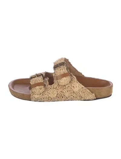 Pre-owned Isabel Marant Raffia Slides In Neutral