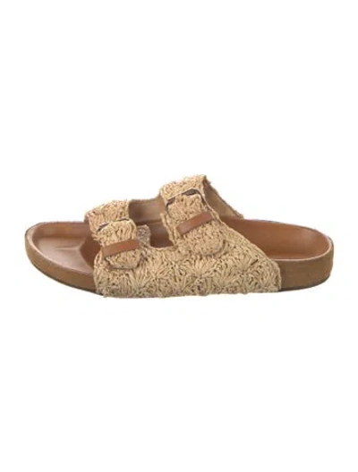 Pre-owned Isabel Marant Raffia Slides In Neutral