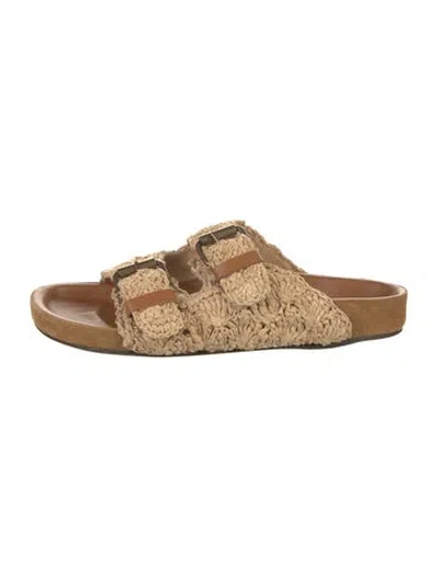 Pre-owned Isabel Marant Raffia Slides In Neutral