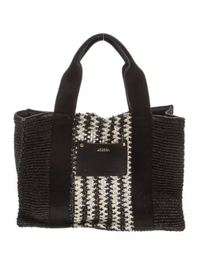 Pre-owned Isabel Marant Raffia Top Handle Bag In Black