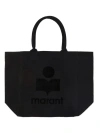 Isabel Marant Black Tote Bag With Tonal Logo Print At The Front In Cotton Woman