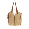 Isabel Marant 탐파 라피아 레더 트리밍 숄더 백 In Brown