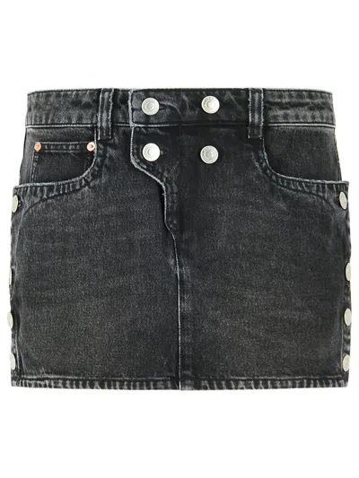 Isabel Marant Ralma Button-detailed Denim Mini Skirt In Black
