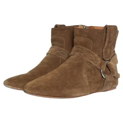 Pre-owned Isabel Marant , Ralph Khaki Suede Ankle Boots In Brown
