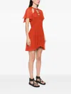 Isabel Marant Randalia Embellished Cutout Printed Silk-crepon Mini Dress In Orange