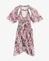 Isabel Marant Randalia Short Dress In Gathered Silk In Pink