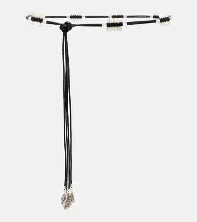 Isabel Marant Ranea Embellished Leather Belt In Black