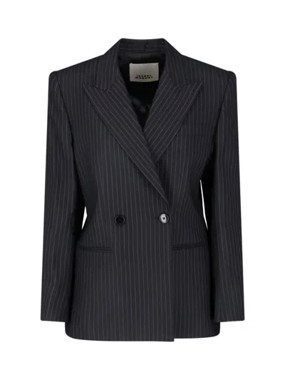 Isabel Marant Ranya Double-breasted Tailored Wool Blazer In Animal Print