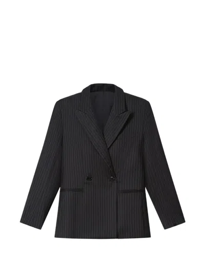 Isabel Marant Ranya Pinstripe Double-breasted Jacket In Black