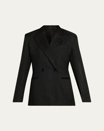 Isabel Marant Ranya Pinstripe Double-breasted Jacket In Black