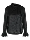 Isabel Marant Raphaella Blouse In Silk And Black Viscose In Blue