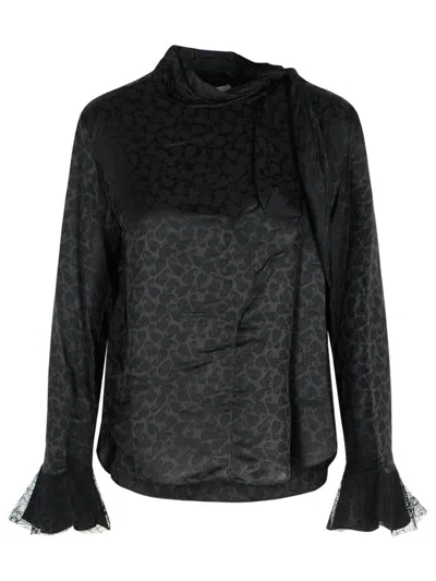 Isabel Marant Raphaella Blouse In Silk And Black Viscose In Multi
