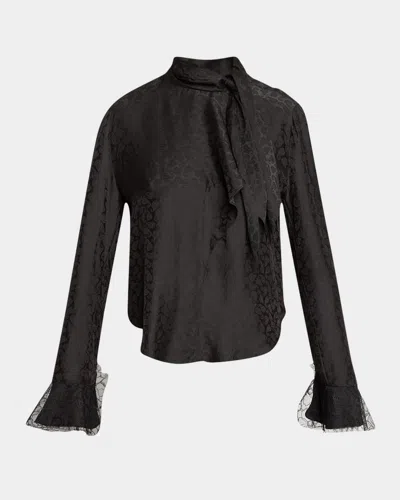 ISABEL MARANT RAPHAELLA NECK-TIE PAISLEY-SILK LONG-SLEEVE BLOUSE