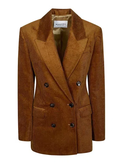 Isabel Marant Rasma Vintage Corduroy Double-breasted Jacket In Brown