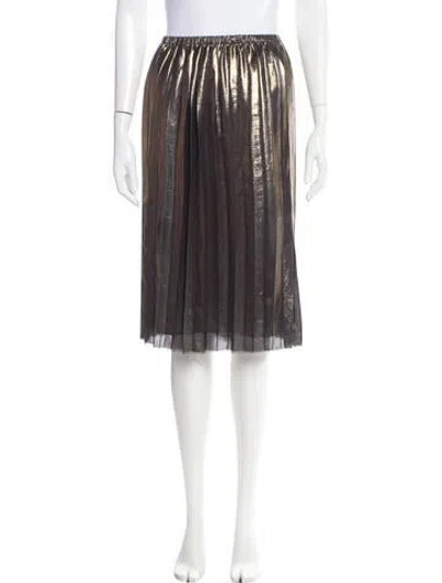 Pre-owned Isabel Marant Raw-edge Trim Knee-length Skirt In Gold