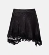 Isabel Marant Reana Lace-trimmed Satin-jacquard Mini Skirt In Black