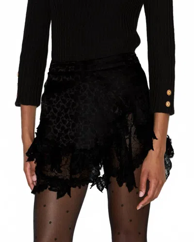 Isabel Marant Short Cotton Skirt Layered Design Eyelet In Black