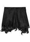 Isabel Marant Reanna Asymmetric Lace-embellished Satin Mini Skirt In Black