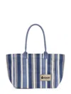 Isabel Marant Rectangular Stripe Tote Bag With Zippered Closure In Blue