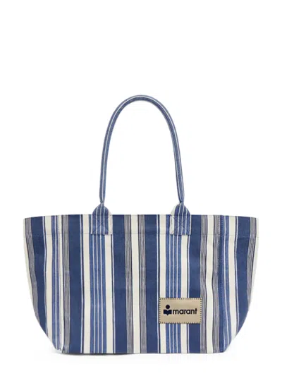 Isabel Marant Rectangular Stripe Tote Bag With Zippered Closure In Blue