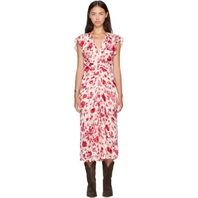 Isabel Marant Red & Beige Lyndsay Midi Dress