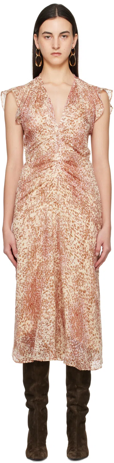 ISABEL MARANT RED & WHITE LYNDSAY MIDI DRESS