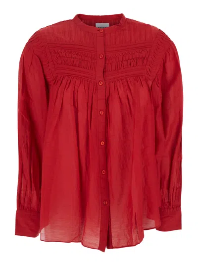 Isabel Marant Red Pleated Shirt