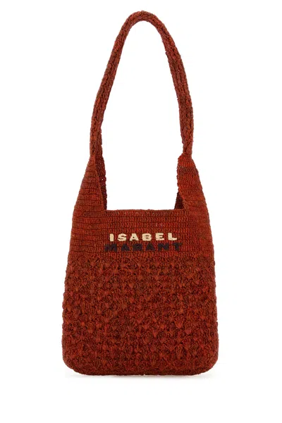ISABEL MARANT BORSA A SPALLA PRAIA PICCOLA IN RAFIA ROSSA DONNA