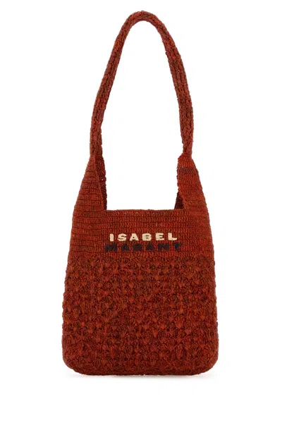ISABEL MARANT RED RAFFIA SMALL PRAIA SHOULDER BAG