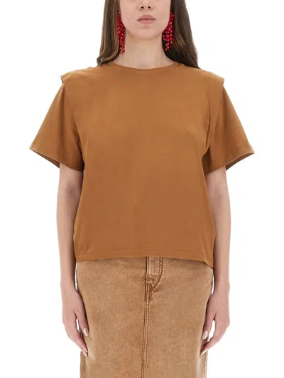 Isabel Marant Regular Fit Cotton T-shirt In Brown