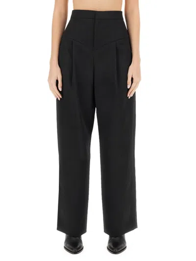 Isabel Marant Regular Fit Wool Trousers In Black