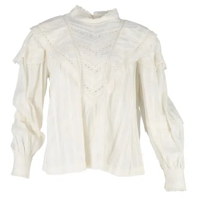 Isabel Marant Reign Long Sleeve Blouse In White Cotton