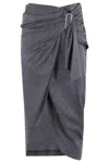 Isabel Marant Womens Anthracite Atrium Reilly Pinstripe Wool-blend Midi Skirt In Gray