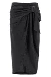 Isabel Marant Womens Anthracite Atrium Reilly Pinstripe Wool-blend Midi Skirt In Gray
