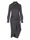 Isabel Marant Wrap Dress With Belted Waist And Stripes In Gray