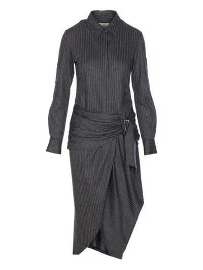 Isabel Marant Wrap Dress With Belted Waist And Stripes In Animal Print